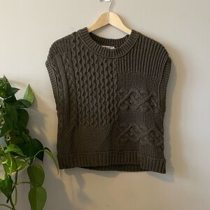 Madewell Patchwork Sweater Vest in Olive- Small